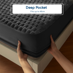 Velosso Super King Size Chunky Popcorn Charcoal Fitted Sheet - Wilko - thumbnail 6