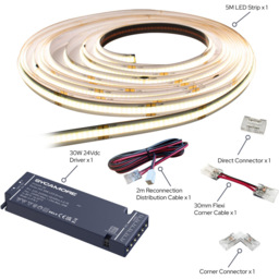 Sorrelis Korran Natural White COB 24V Flexible Strip 5m - Size: 500 x 0.8 x 0.3cm - Wilko - thumbnail 4