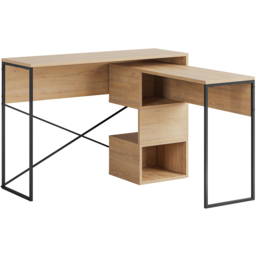 Decortie Badau 3 Shelf Modern Multipurpose Computer Desk Oak - Size: 77 x 110 x 37.2cm - Brown - Wilko - thumbnail 3