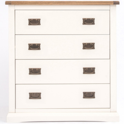 Cosenza 4 Drawer Off White Chest of Drawers with Brass Drop Handles - Wilko - thumbnail 3