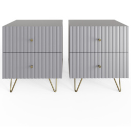 GFW Thalia 2 Drawer Grey Bedside Table Set of 2 - Wilko - thumbnail 4