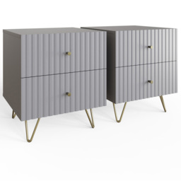 GFW Thalia 2 Drawer Grey Bedside Table Set of 2 - Wilko - thumbnail 3