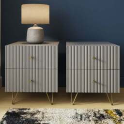 GFW Thalia 2 Drawer Grey Bedside Table Set of 2 - Wilko