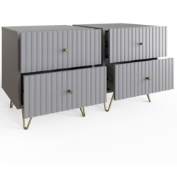 GFW Thalia 2 Drawer Grey Bedside Table Set of 2 - Wilko - thumbnail 5