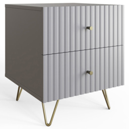 GFW Thalia 2 Drawer Grey Bedside Table Set of 2 - Wilko - thumbnail 6