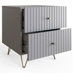 GFW Thalia 2 Drawer Grey Bedside Table Set of 2 - Wilko - thumbnail 7