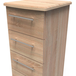 Crowndale Sherwood 4 Drawer Bardolino Oak Bedside Cabinet - Brown - Wilko - thumbnail 6