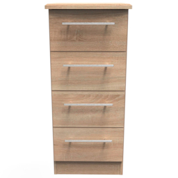 Crowndale Sherwood 4 Drawer Bardolino Oak Bedside Cabinet - Brown - Wilko - thumbnail 3