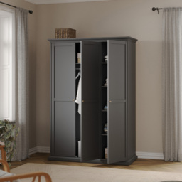 Florence Paris 3 Door Matt Grey Wardrobe - Wilko - thumbnail 7