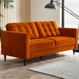 Furniturebox Josie 3 Seater Burnt Orange Velvet Sofa - Wilko - thumbnail 1