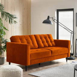 Furniturebox Josie 3 Seater Burnt Orange Velvet Sofa - Wilko - thumbnail 6