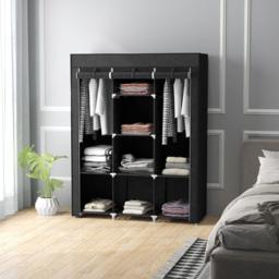 HOMCOM 8 Shelf Black Portable Fabric Wardrobe - Size: 162.5 cm x 43.0 cm x 125.0 cmcm - Wilko - thumbnail 6