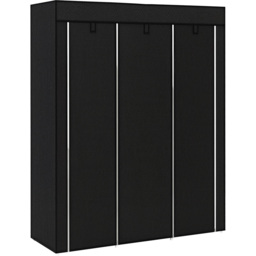 HOMCOM 8 Shelf Black Portable Fabric Wardrobe - Size: 162.5 cm x 43.0 cm x 125.0 cmcm - Wilko - thumbnail 3