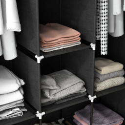 HOMCOM 8 Shelf Black Portable Fabric Wardrobe - Size: 162.5 cm x 43.0 cm x 125.0 cmcm - Wilko - thumbnail 4