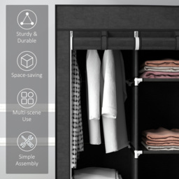 HOMCOM 8 Shelf Black Portable Fabric Wardrobe - Size: 162.5 cm x 43.0 cm x 125.0 cmcm - Wilko - thumbnail 7