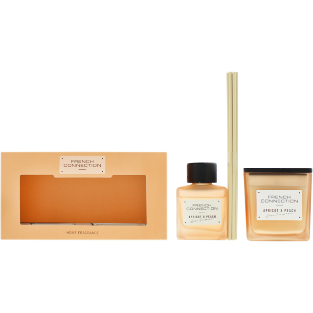 French Connection Apricot and Peach Diffuser and Scented Candle 2 Piece Gift Set - Size: 11.7 x 8.9 x 20.8cm - n/a - Wilko - image 1
