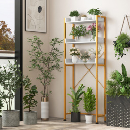 Costway 3 Shelf White and Gold Over The Toilet Storage Shelf with Hooks - Size: 93 x 33 x 20cm - Wilko - thumbnail 4