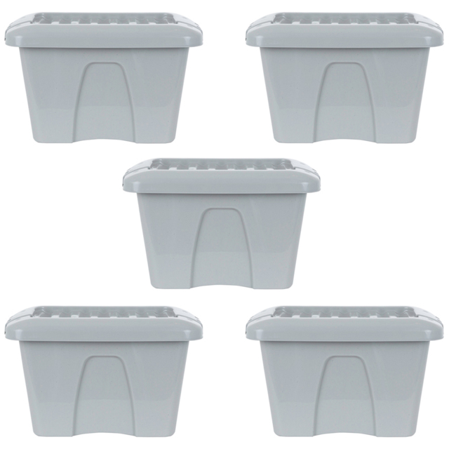 Wham 14L Soft Grey Home Upcycle Storage Box with Lid 5 Pack - Wilko - image 1
