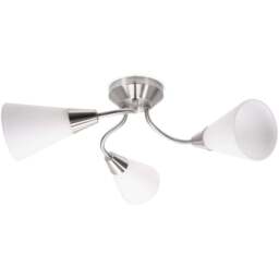 ValueLights Kristina 3 Way Frosted White Shade Silver Metal Flush LED Ceiling Light - Size: 16.5 x 44 x 44cm - Wilko - thumbnail 1