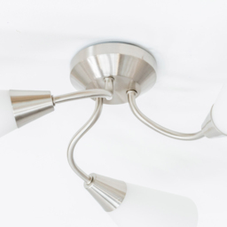 ValueLights Kristina 3 Way Frosted White Shade Silver Metal Flush LED Ceiling Light - Size: 16.5 x 44 x 44cm - Wilko - thumbnail 4