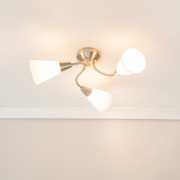 ValueLights Kristina 3 Way Frosted White Shade Silver Metal Flush LED Ceiling Light - Size: 16.5 x 44 x 44cm - Wilko - thumbnail 3