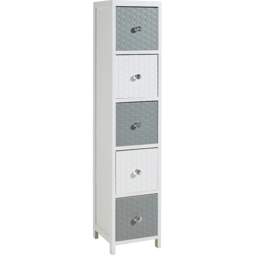 Home Source Crystal 5 Drawer White Grey Narrow Chest of Drawers - Wilko - thumbnail 3