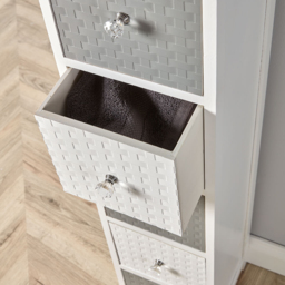 Home Source Crystal 5 Drawer White Grey Narrow Chest of Drawers - Wilko - thumbnail 4
