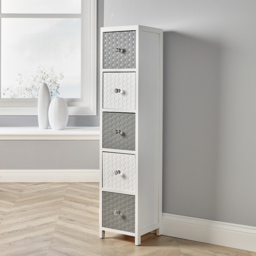 Home Source Crystal 5 Drawer White Grey Narrow Chest of Drawers - Wilko - thumbnail 7