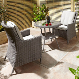 Rowlinson Prestbury 2 Seater Rattan Bistro Set Natural Stone - Grey - Wilko - thumbnail 1