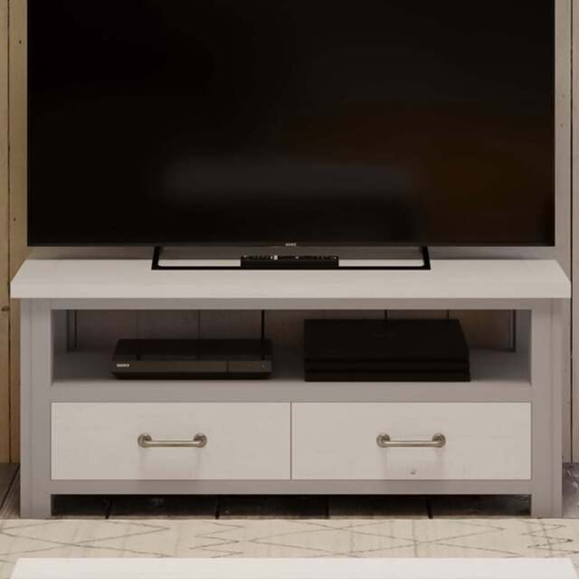Baumhaus Greystone 2 Drawer Single Shelf Widescreen Grey Television Cabinet - Wilko - image 1