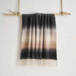 Cloud Touch Ombre Faux Mohair Fringed Grey Throw 130 x 170cm - Size: 130 x 170 x 0.5cm - Charcoal - Wilko - thumbnail 3