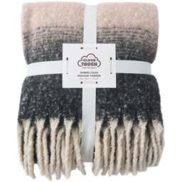 Cloud Touch Ombre Faux Mohair Fringed Grey Throw 130 x 170cm - Size: 130 x 170 x 0.5cm - Charcoal - Wilko