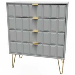 Crowndale Cube 4 Drawer Dusk Grey Chest of Drawers Ready Assembled - Wilko - thumbnail 3