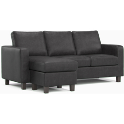 York 3 Seater Black Faux Leather Reversible L Shaped Corner Sofa - Wilko - thumbnail 4