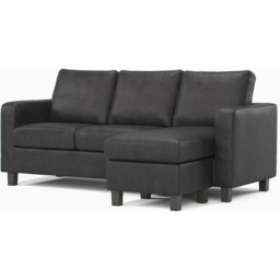 York 3 Seater Black Faux Leather Reversible L Shaped Corner Sofa - Wilko - thumbnail 3