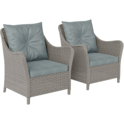 Outsunny Set of 2 Light Grey Cushioned PE Rattan Garden Chair - Size: 85 x 75 x 70cm - Wilko - thumbnail 3
