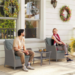 Outsunny Set of 2 Light Grey Cushioned PE Rattan Garden Chair - Size: 85 x 75 x 70cm - Wilko - thumbnail 4
