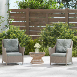 Outsunny Set of 2 Light Grey Cushioned PE Rattan Garden Chair - Size: 85 x 75 x 70cm - Wilko - thumbnail 1