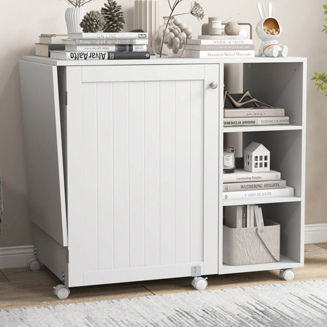 Costway 3 Shelf Folding Sewing Table with Yarn Holders and Thread Racks - Size: 102 x 61 x 18cm - White - Wilko - image 1