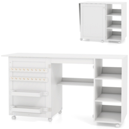 Costway 3 Shelf Folding Sewing Table with Yarn Holders and Thread Racks - Size: 102 x 61 x 18cm - White - Wilko - thumbnail 3