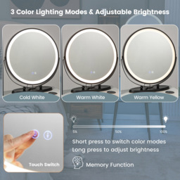 Costway White Vanity Dressing Table Set with LED Mirror and Charging Station - Size: 92 x 59 x 39cm - Wilko - thumbnail 7