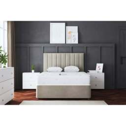 DS Living Amelia Double Beige Upholstered Panel Divan Bed with 4 Drawer - Cream - Wilko - thumbnail 5