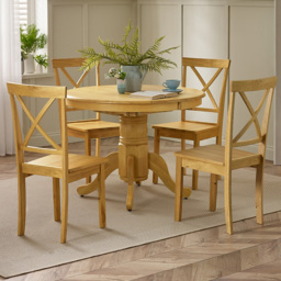 Furniturebox Fowey Marros 4 Seater Wooden Extendable Dining Set Oak Effect - Brown - Wilko - thumbnail 1