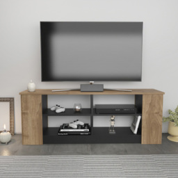 Decorotika Space 8 Shelf Walnut and Black TV Unit - Size: 51.8 x 140 x 35cm - Multi - Wilko - thumbnail 6