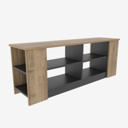 Decorotika Space 8 Shelf Walnut and Black TV Unit - Size: 51.8 x 140 x 35cm - Multi - Wilko - thumbnail 3