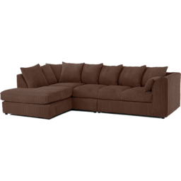 Luxor 4 Seater Chocolate Jumbo Cord Left Hand Facing Scatter Back L Shaped Corner Sofa Set - Brown - Wilko - thumbnail 3