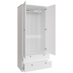 FWStyle Artus 2 Door 2 Drawer White Panelled Combination Wardrobe - Size: 2 Door, 2 Drawer - Wilko - thumbnail 4