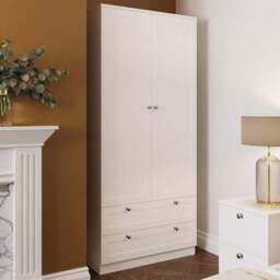 FWStyle Artus 2 Door 2 Drawer White Panelled Combination Wardrobe - Size: 2 Door, 2 Drawer - Wilko - thumbnail 1