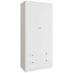 FWStyle Artus 2 Door 2 Drawer White Panelled Combination Wardrobe - Size: 2 Door, 2 Drawer - Wilko - thumbnail 3