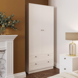 FWStyle Artus 2 Door 2 Drawer White Panelled Combination Wardrobe - Size: 2 Door, 2 Drawer - Wilko - thumbnail 7